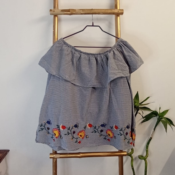 Zara Floral Navy and White Embroidered Top - Picture 11 of 16